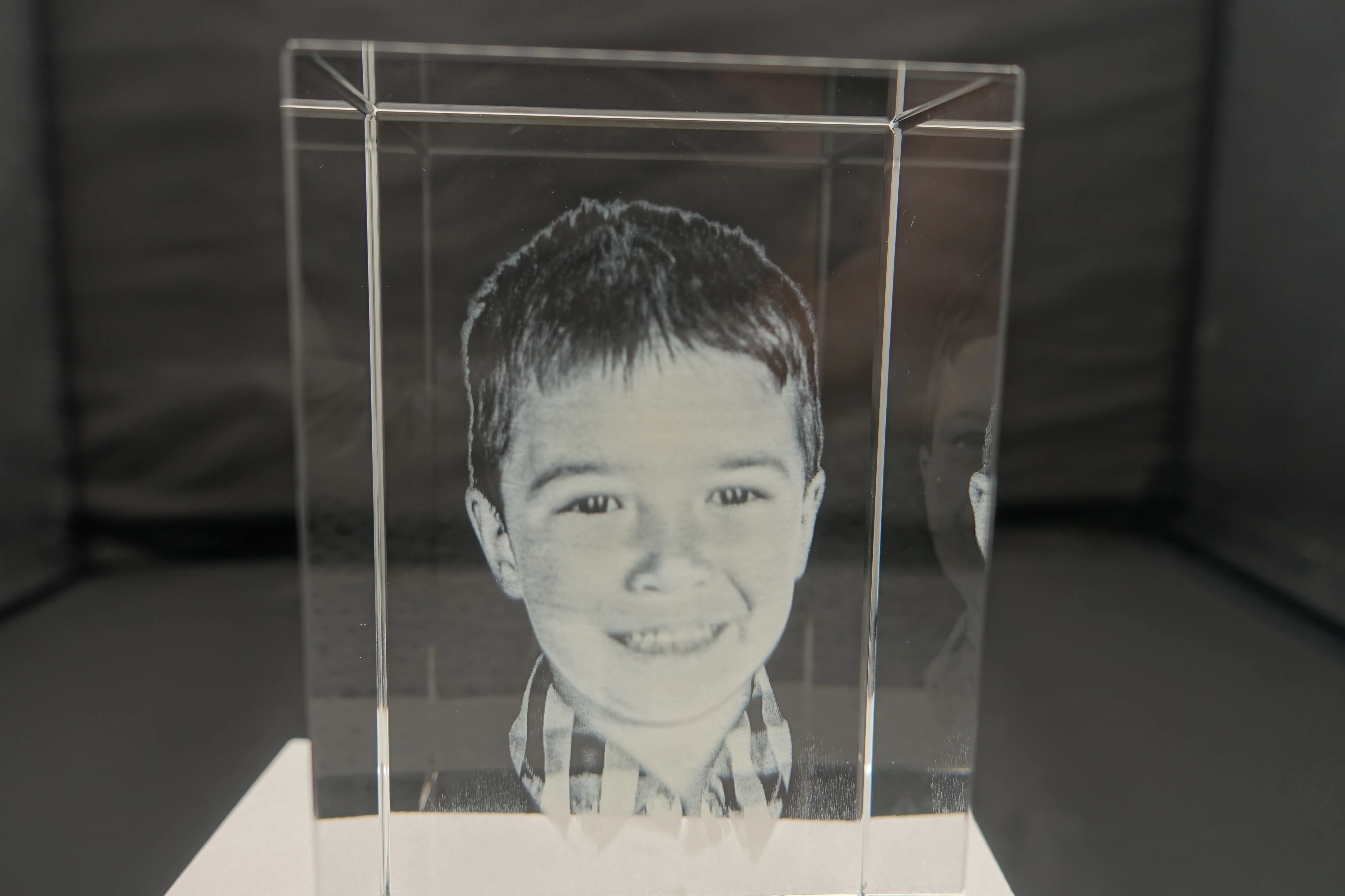 custom 3D crystal photo engraving made in Byron Center Michigan | StrazX